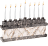 Black marbleized resin Chanukah menorah with contrasting veining