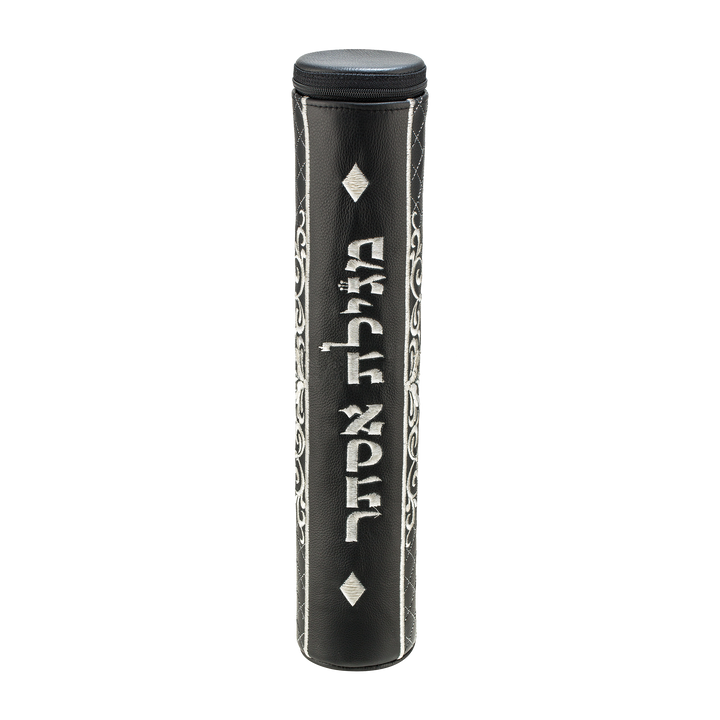 Black Megillah Holder, Silver Side Embroidery