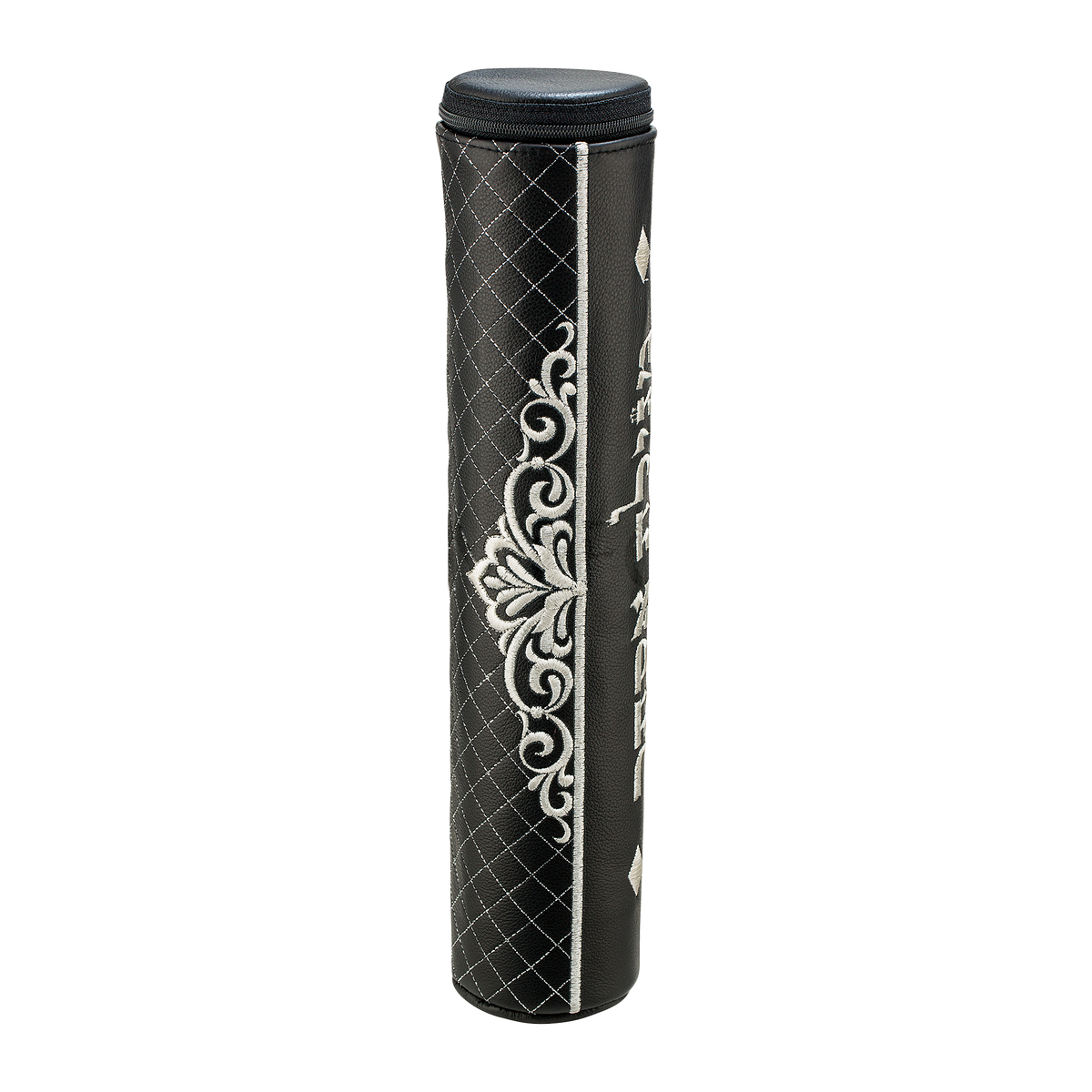 Black Megillah Holder, Silver Side Embroidery