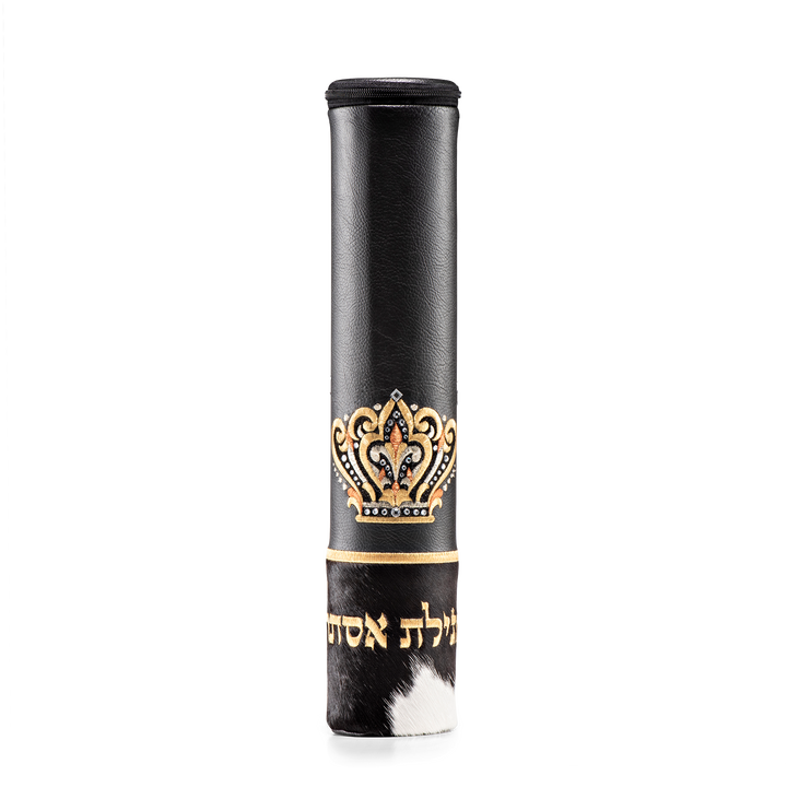 Black Megillah holder with gold crown embroidery and decorative stones