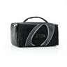 Black Waterdale esrog bag with plush-textured panel and grey loop trim