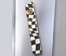 Black and white decoupage wood mezuzah case with glitter finish