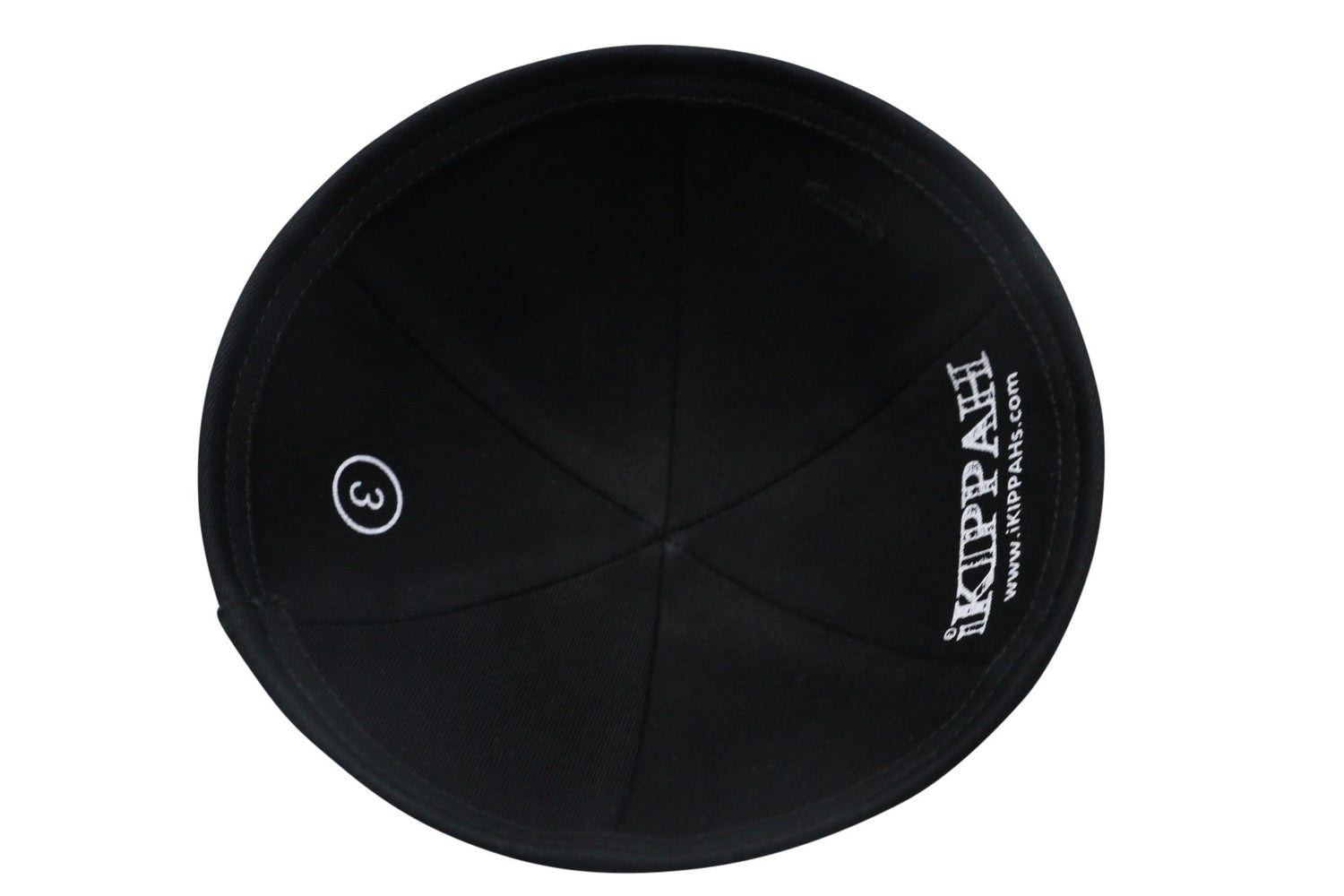 Close-up of Black Cotton Kippah lining and stitching
