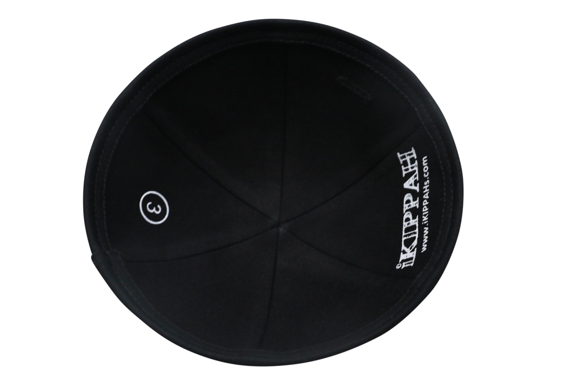 Close-up of Black Cotton Kippah lining and stitching
