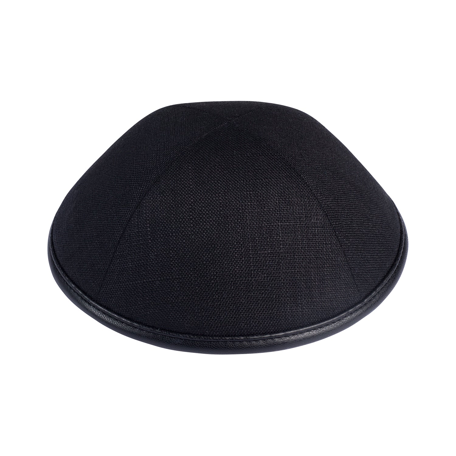 Black Linen Kippah - top view by iKippah