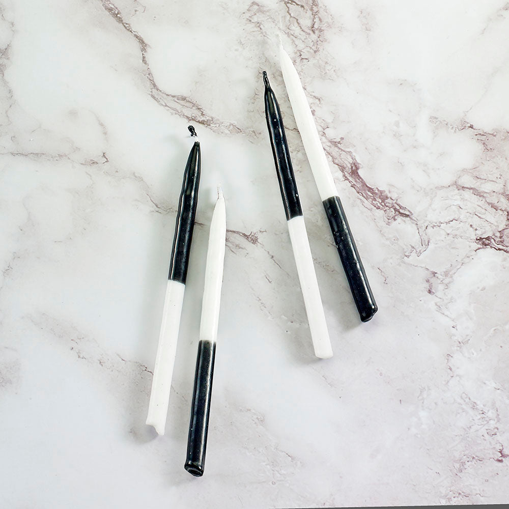 Black and white Hanukkah candles — alternating two-tone tapers, 45 count | Judaica Square Lakewood (view 2)