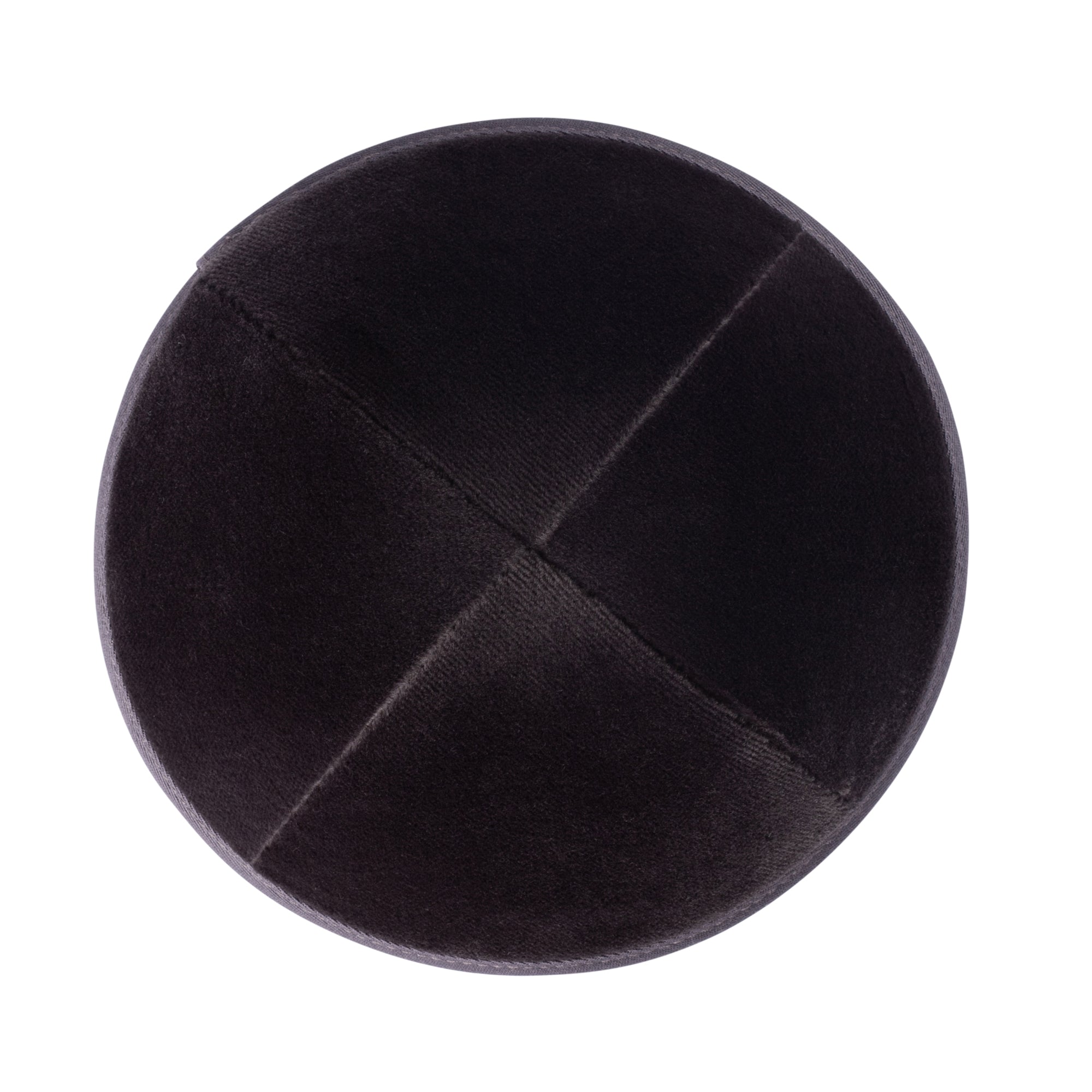 Gray Velvet Kippah - side view showing six-panel design