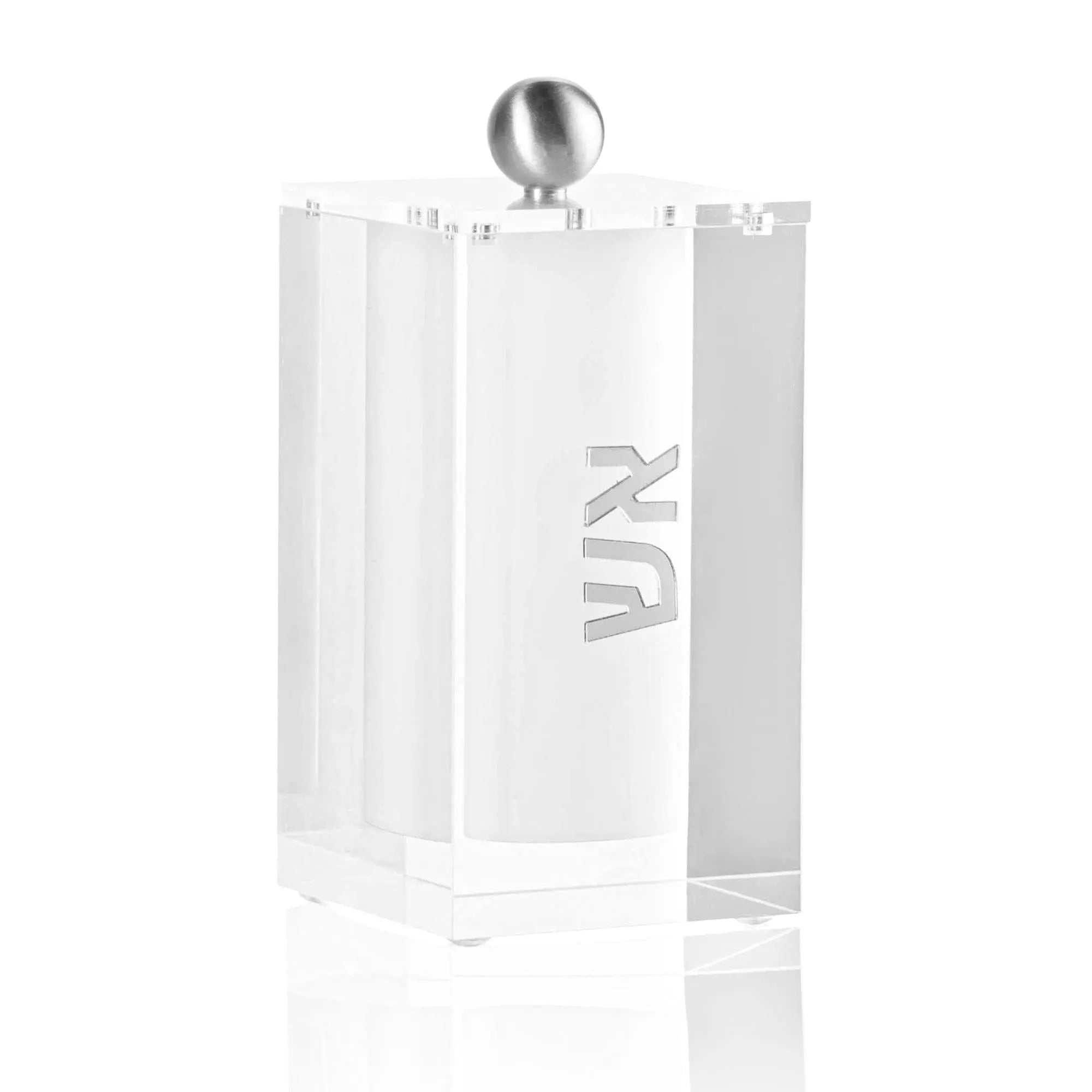 Block Match Jar (Clear) — Shabbos Tabletop by Waterdale Collection — Acrylic Match Holder | Judaica Square Lakewood