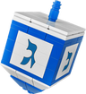 Blue building brick dreidel with a gimmel on its side