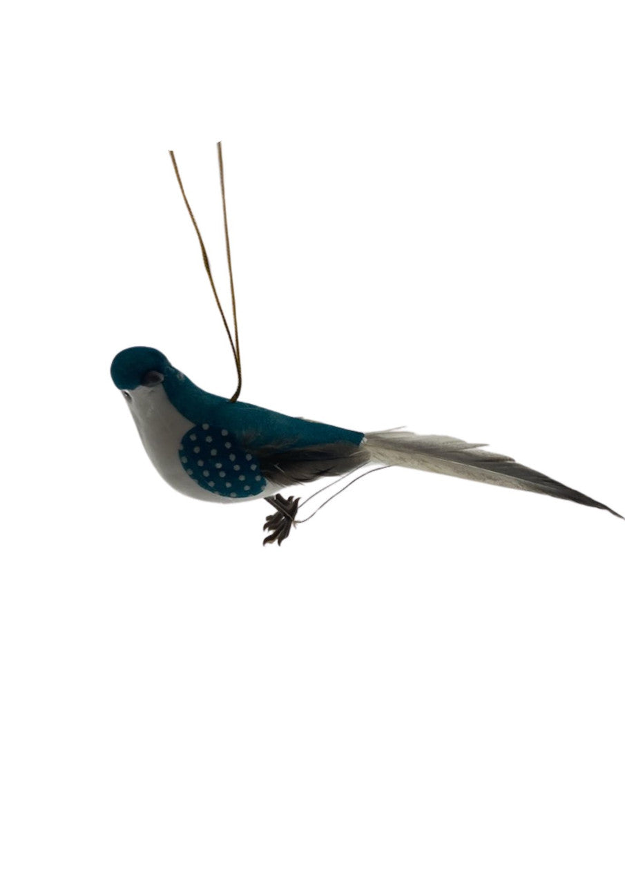 Blue Feather Bird 7 in, 6 Pairs, side view