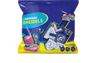 Chanukah Dreidels pouch of ten medium blue and white wood dreidels