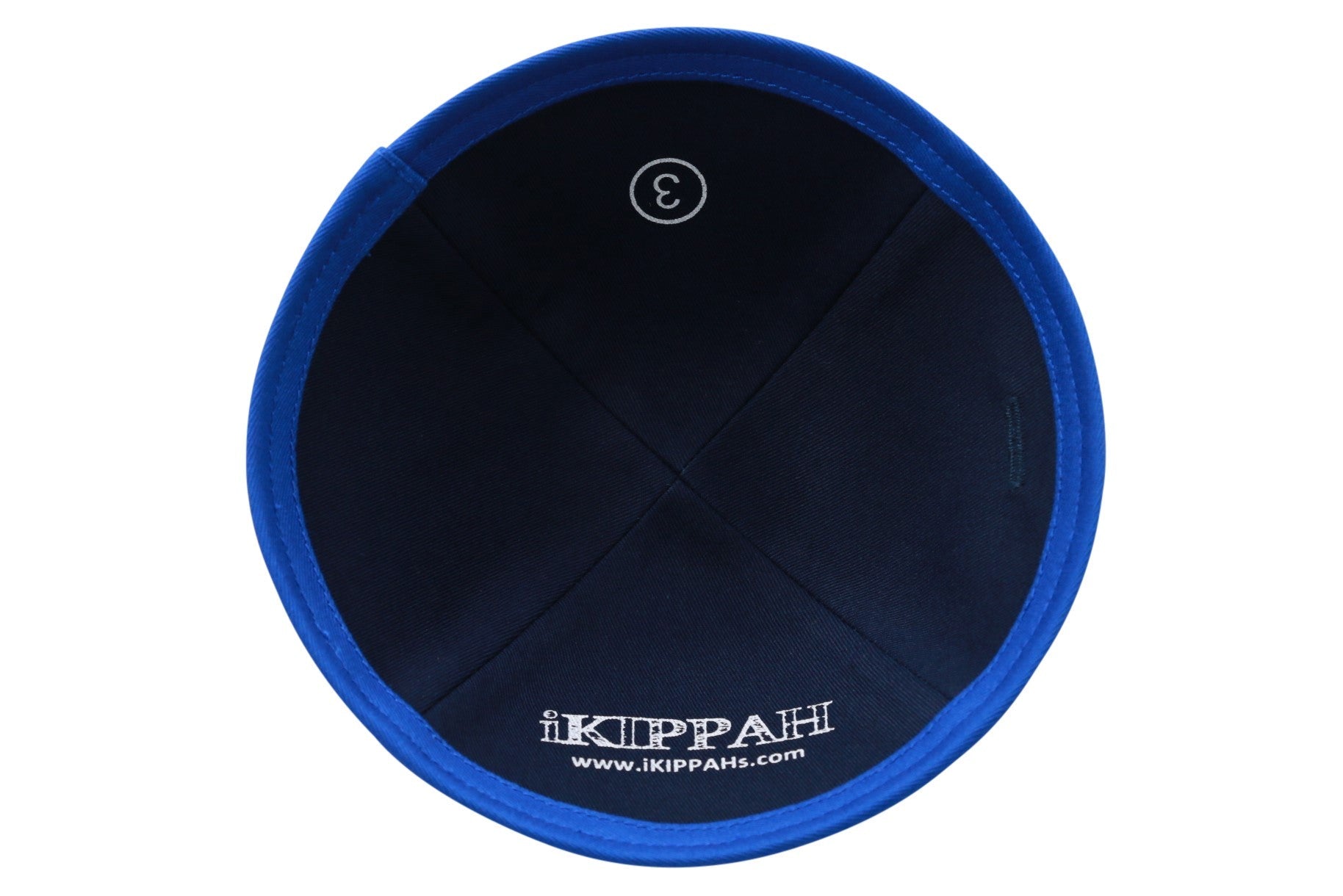 Close-up of Navy Velvet Kippah rim trim detail