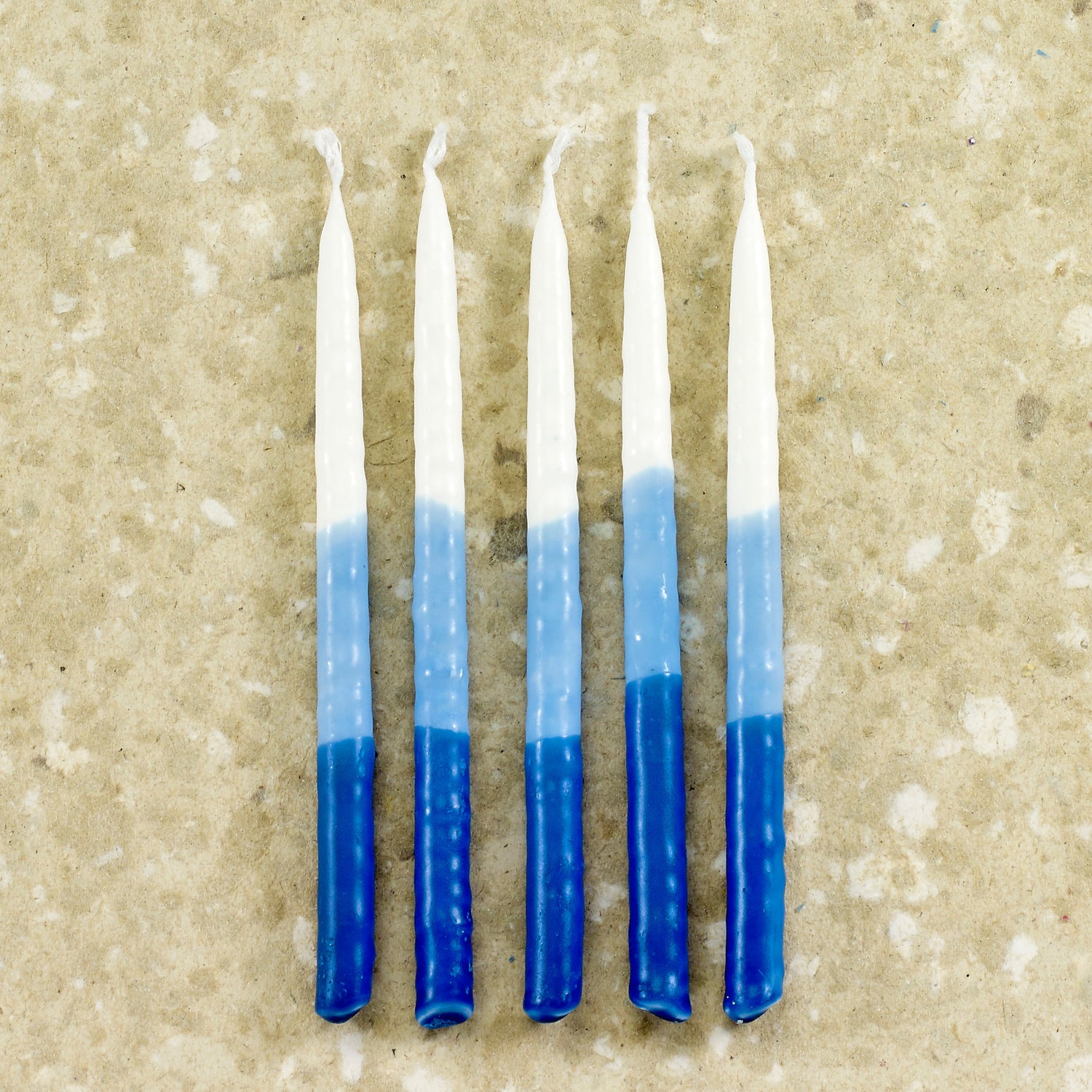 Blue and white Hanukkah candles — box of 45 hand-dipped tapers for a menorah | Judaica Square Lakewood (view 2)