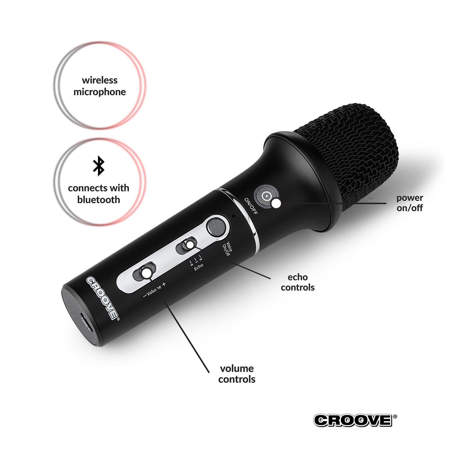 Croove Portable Karaoke Machine with Wireless Mic - Bluetooth Speaker — product view, view 5 | Judaica Square Lakewood