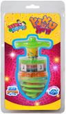 Yiddish bouncing musical dreidel on a blister card with Yiddish lettering