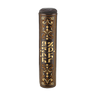 Brown Megillah holder with gold-tone Hebrew and scroll embroidery