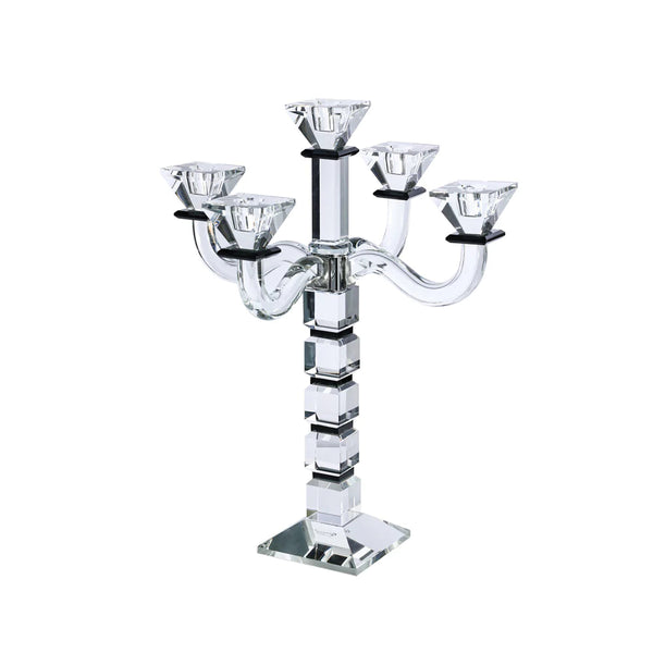 BT Shalom 18-inch crystal five-light candelabra with black accents