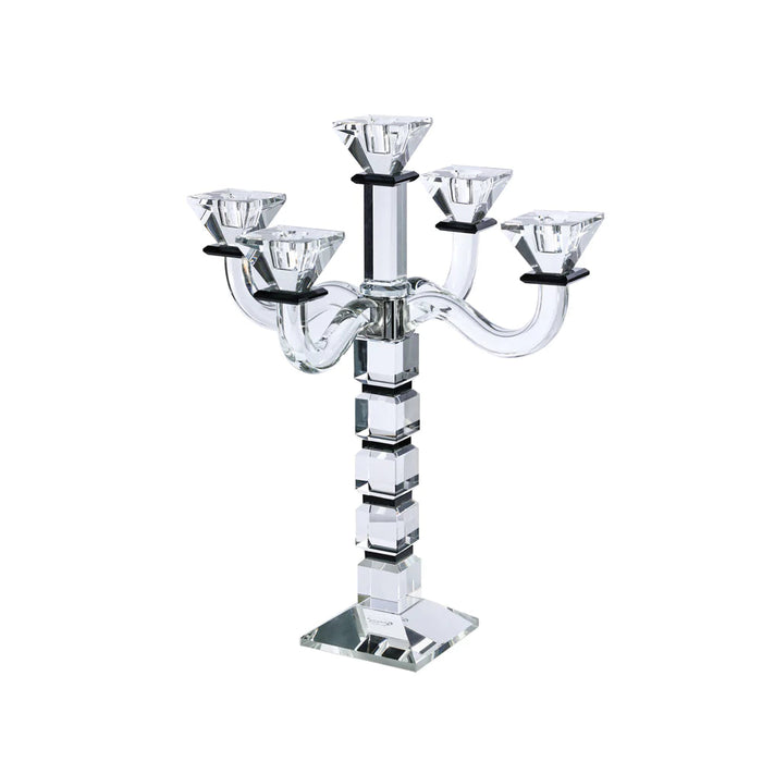 BT Shalom 18-inch crystal five-light candelabra with black accents