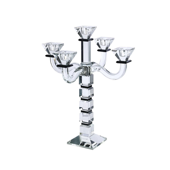 BT Shalom 18-inch crystal five-light candelabra with black accents