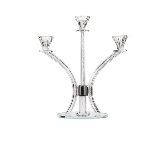 BT Shalom 13.4-inch crystal 3-light candelabra with silver inner net design