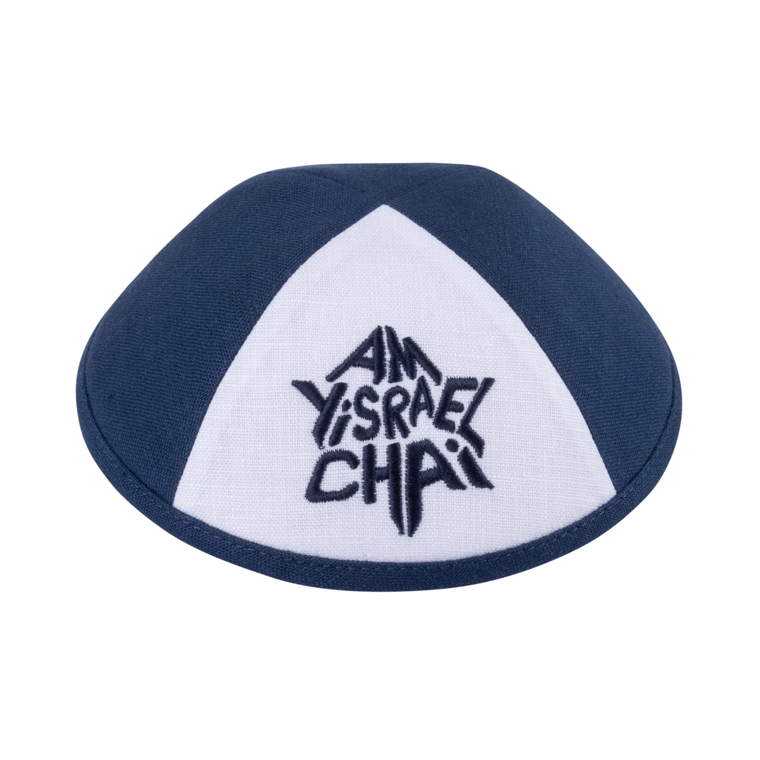 Yarmulka Kippah - showing Israeli flag accent, six-panel construction