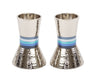 Emanuel Hammered Short Candlesticks- Blue Rings (EM-CA2)