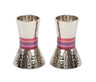 Emanuel Hammered Short Candlesticks- Red Rings (EM-CA3)