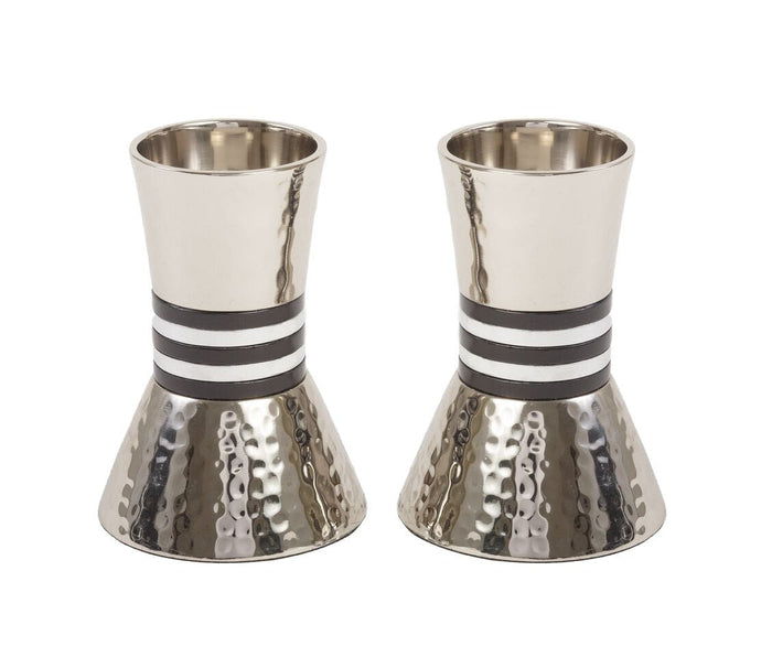 Emanuel Hammered Short Candlesticks- Black Rings (EM-CA5)