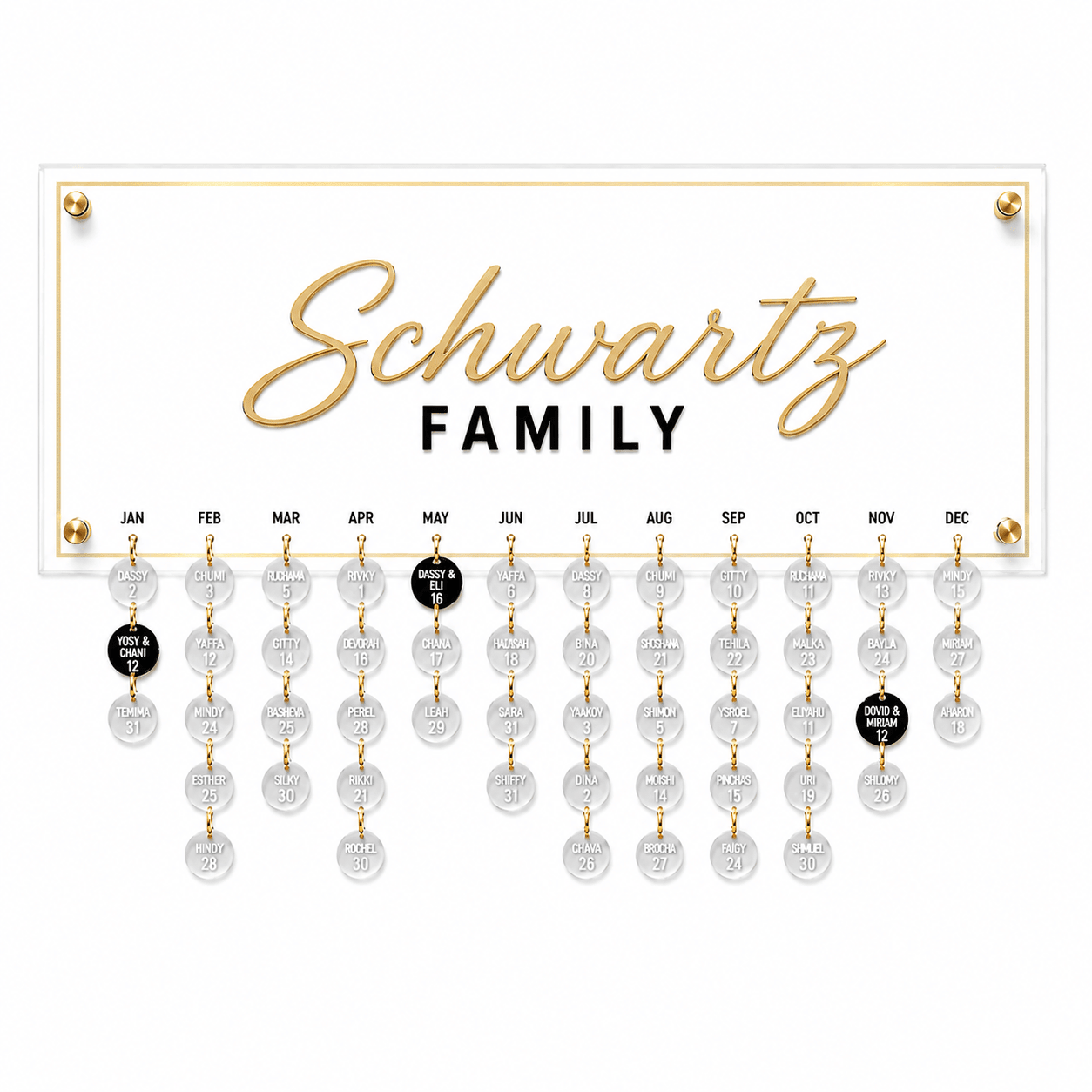 Calendar Tags — Acrylic Calendar Tags view 2 | Judaica Square Lakewood
