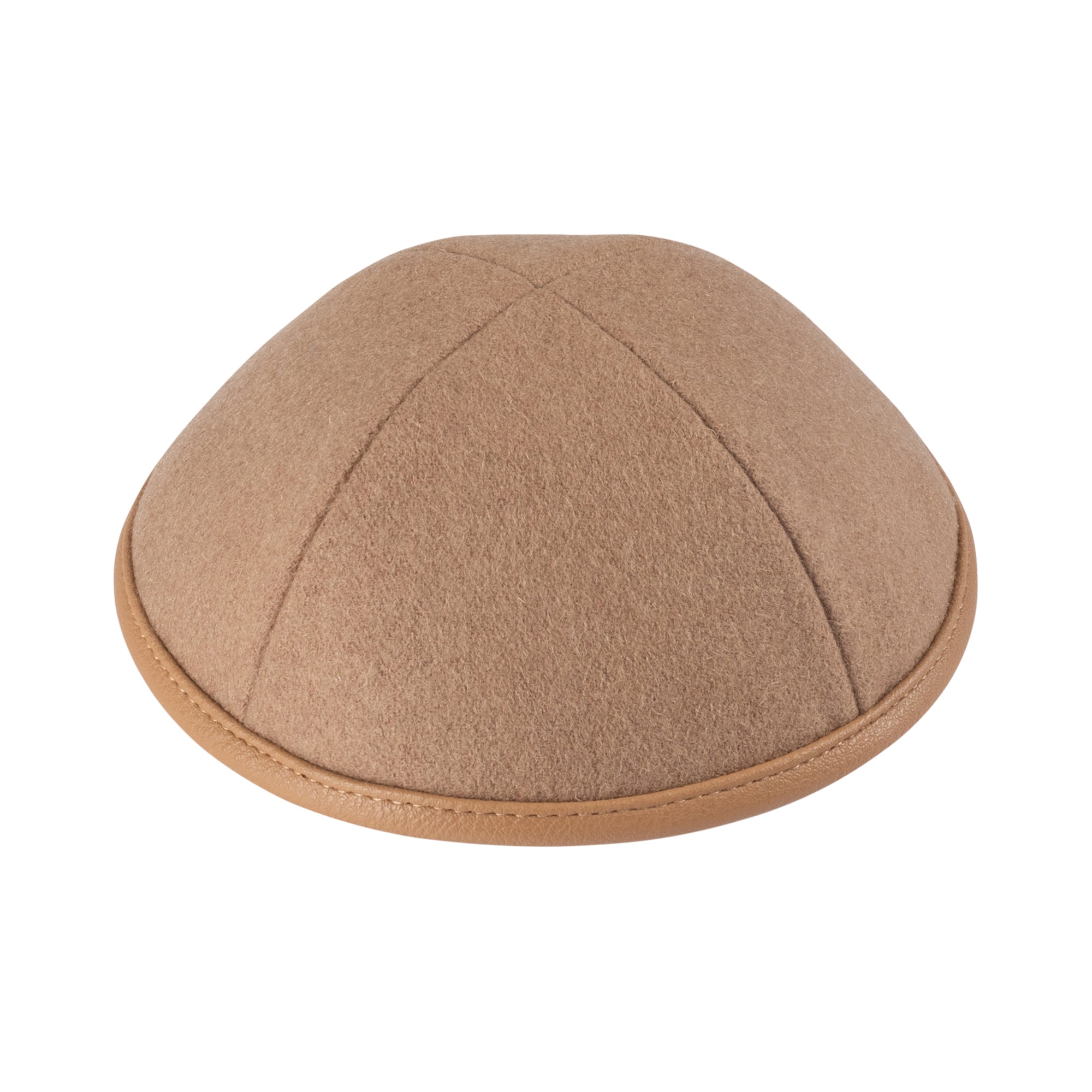 Leather Kippah - showing rim trim, six-panel construction