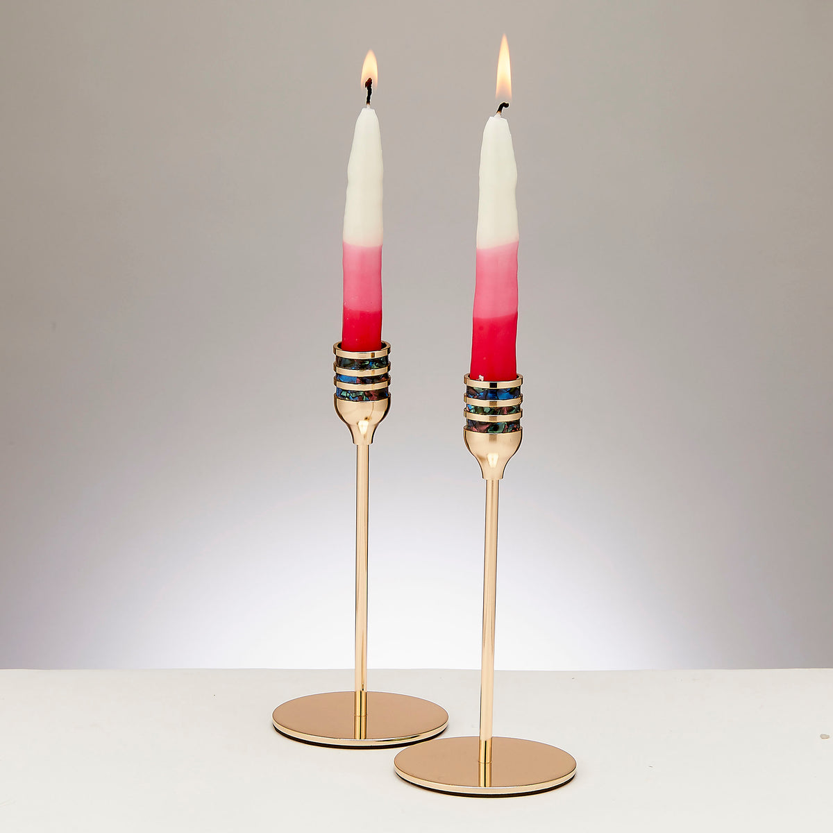 Rite Lite Set of 2 Goldtone Candlesticks, Enamel, Aluminum, 7 Inch CSH-33215