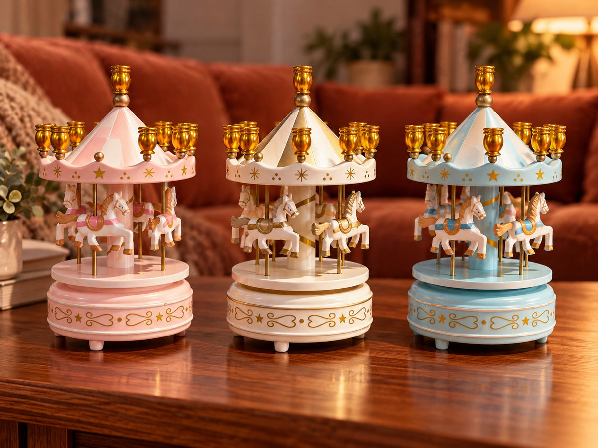 Carousel music box menorah, view 3