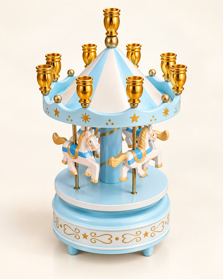 Carousel music box menorah, view 4