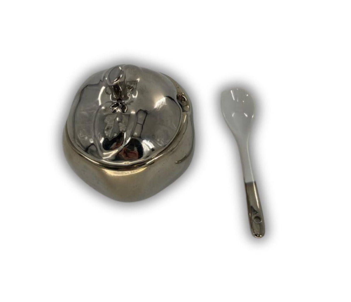 Ceramic Apple Honey Dish, with spoon