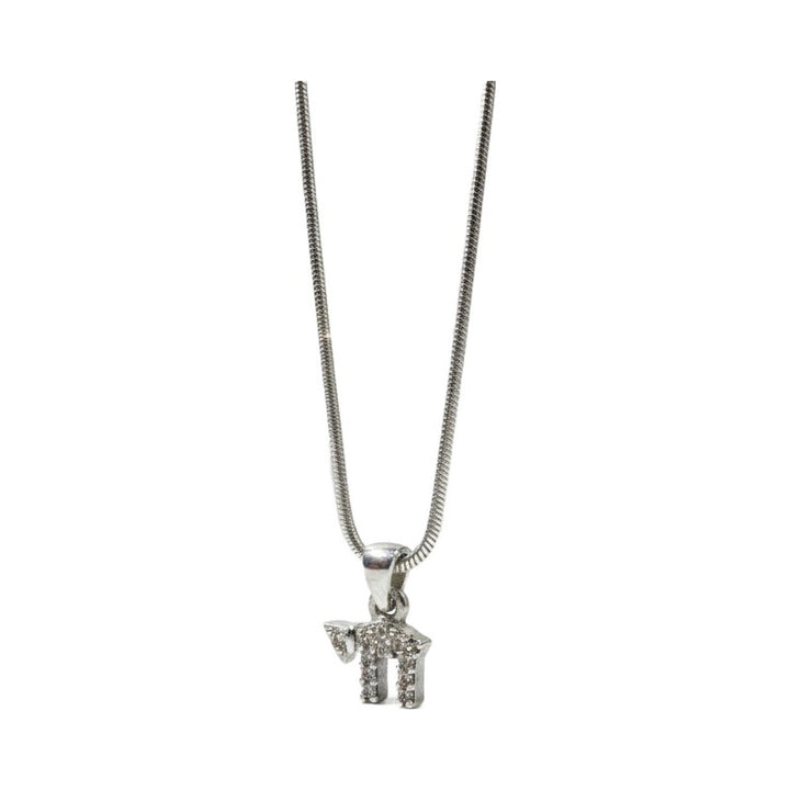 Chai Necklace, Sterling Silver and Cubic Zirconia, front view