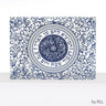 Rite Lite Glass Challah Board, Blue Damask Pattern, Tempered Glass, 13 x 10 Inch