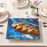 Rite Lite Glass Shabbat Challah Board, Blue Marble Design, Tempered Glass, 12 x 15 Inch