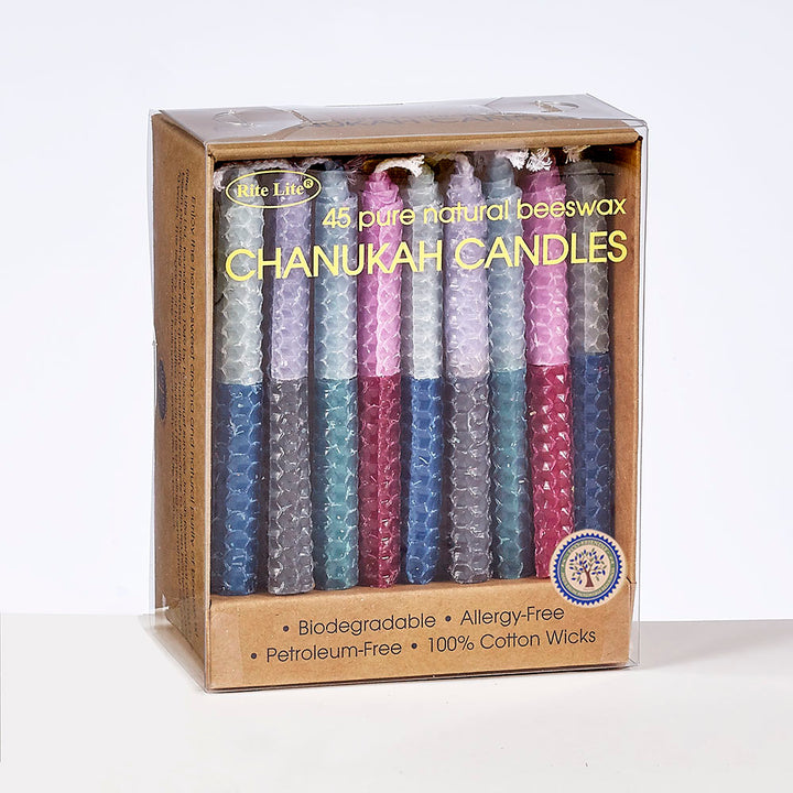 Rite Lite Chanukah Candles, Multi Colors 2 Tone Honeycomb Beeswax