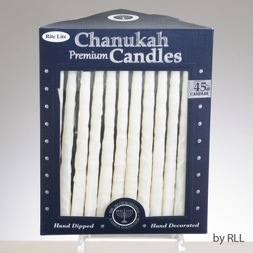 Rite Lite Premium Chanukah Candles, Frosted White on White
