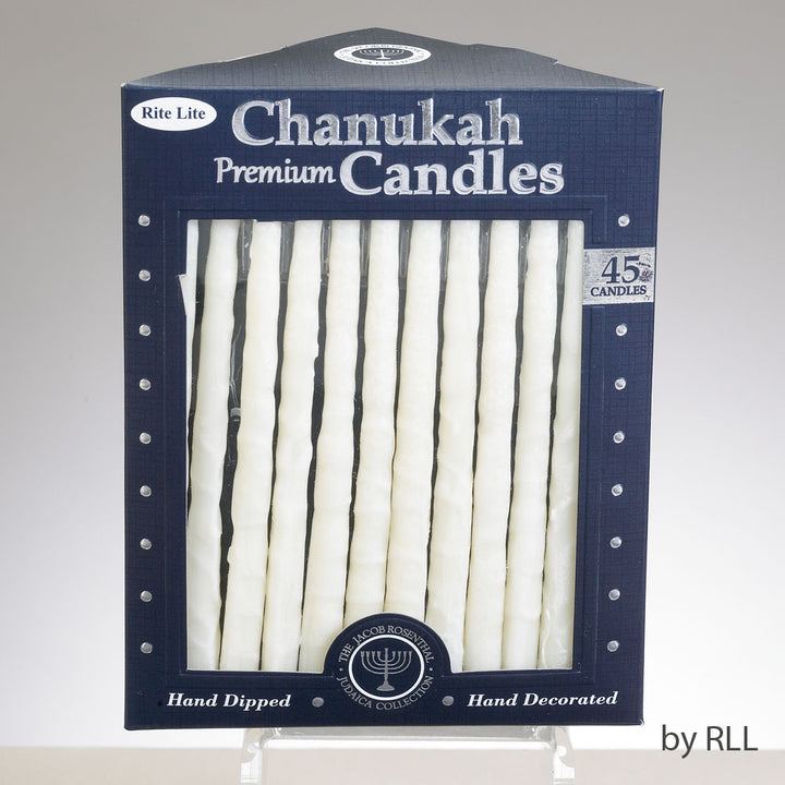 Rite Lite Premium Chanukah Candles, Frosted White on White