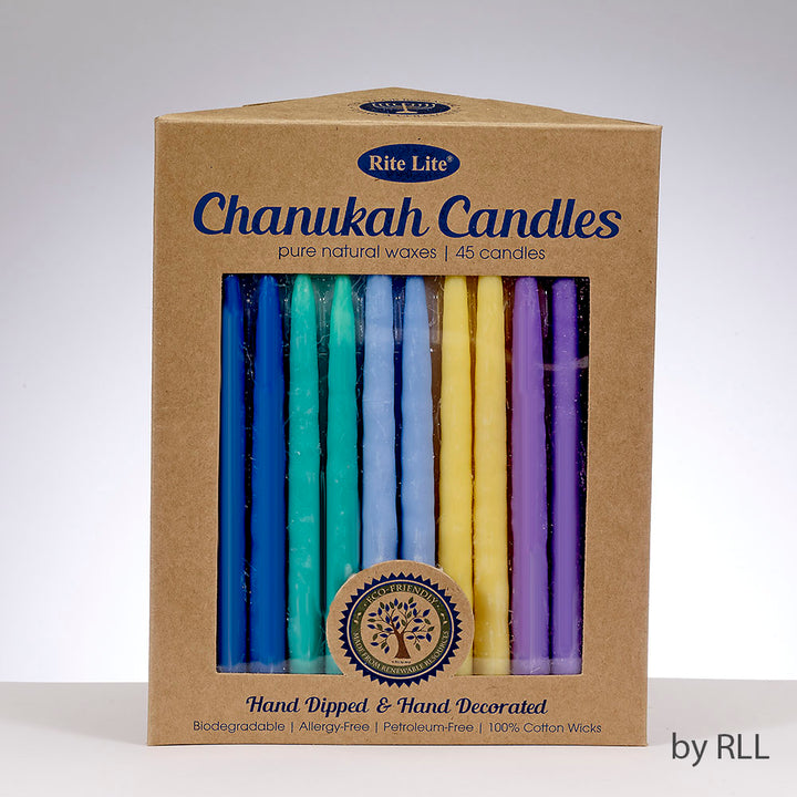 Rite Lite Chanukah Candles, Multi Color Pure Vegetable Wax