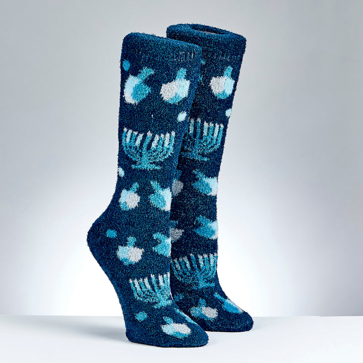 Rite Lite Menorahs and Dreidels Cozy Adult Slipper Socks, Polyester