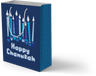 Large blue Chanukah gift bag with candles and Happy Chanukah