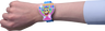 Chanukah LED wristband with a menorah character on a wrist