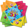 Colorful Chanukah napkins with A Freilichen Chanukah in Yiddish