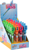 Izzy n Dizzy Chanukah Pop Out Pens with dreidel tops in a display