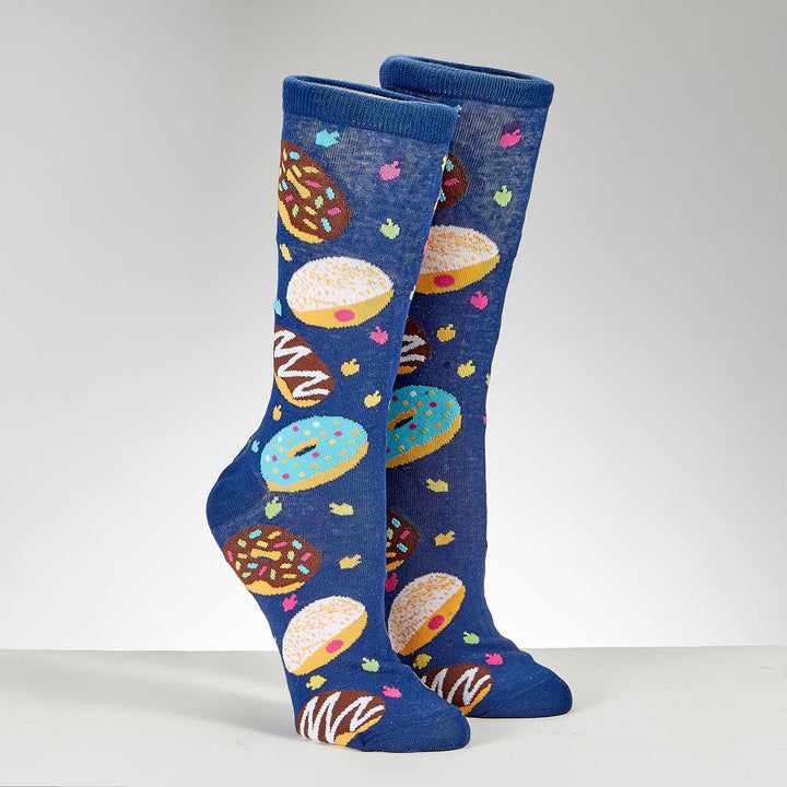 Rite Lite Chanukah Doughnuts Adult Crew Socks, Cotton Blend