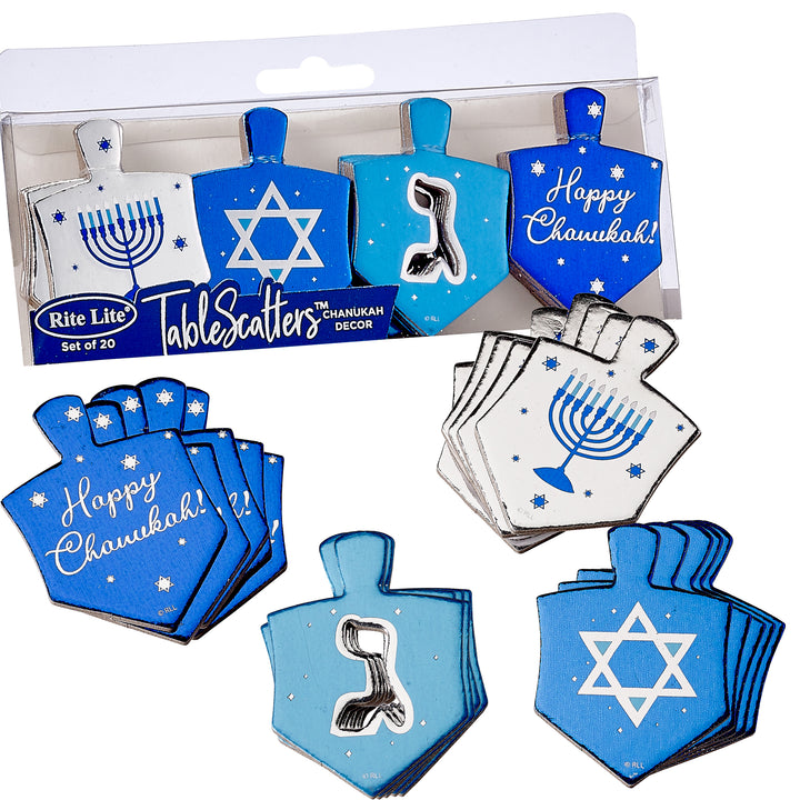 Rite Lite Chanukah Tablescatters, 20 Foiled Dreidels