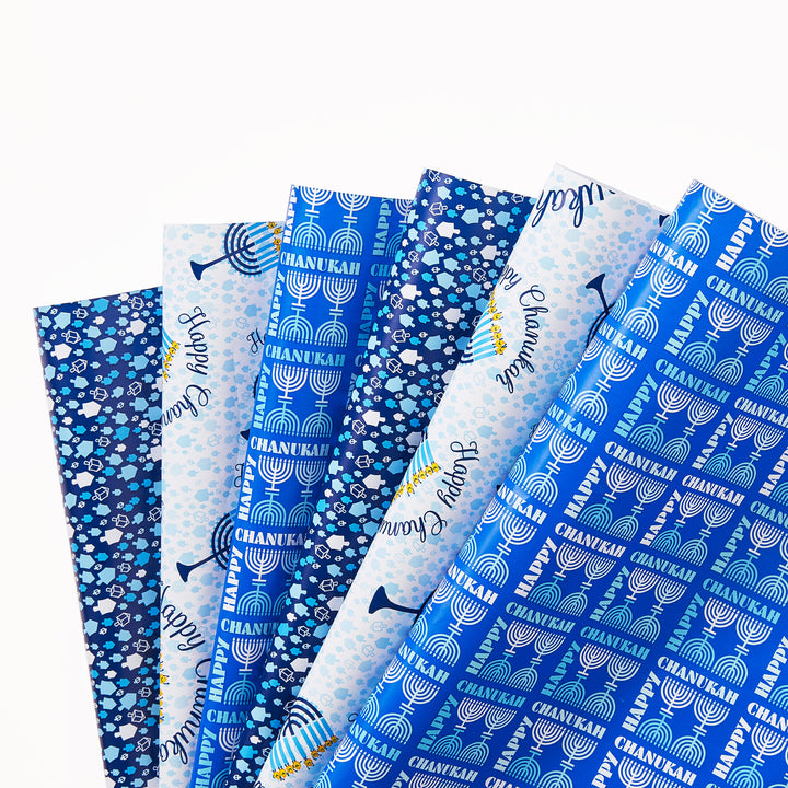 Rite Lite Chanukah Gift Wrap Rolls, 3 Assorted Styles, 30 Square Feet