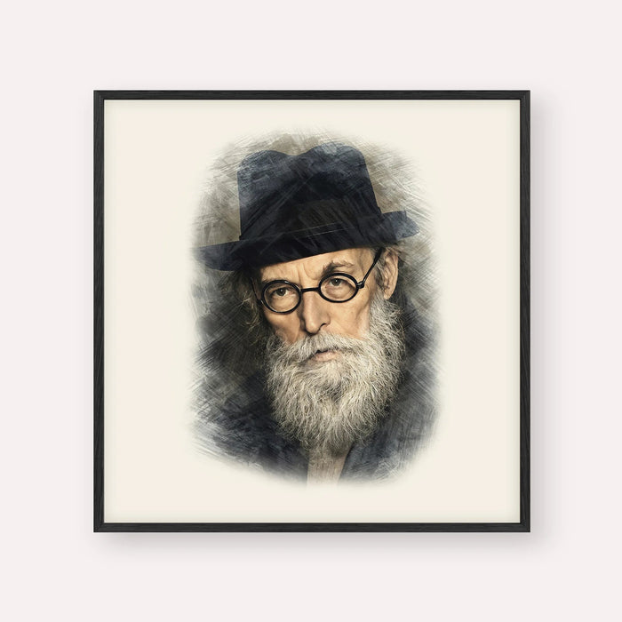 Chazon Ish, color portrait with black frame; square format example